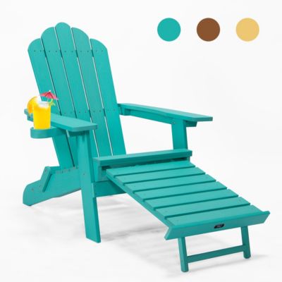 Streamdale Folding Adirondack Chair with Ottoman and Cupholder