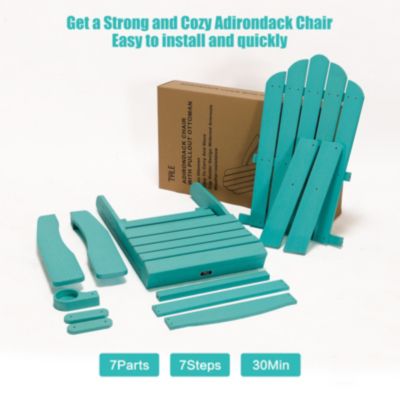 Streamdale Folding Adirondack Chair with Ottoman and Cupholder