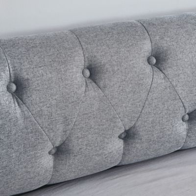 Streamdale Gray Linen Upholstered Daybed with Twin Trundle and USB