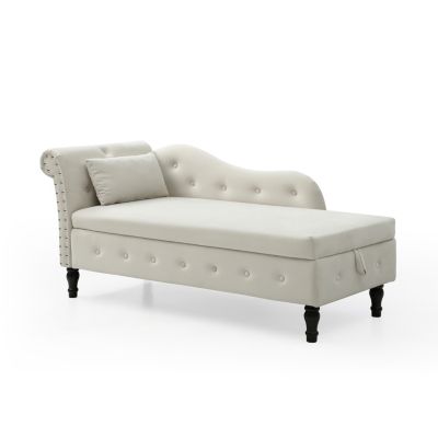 Luxurious Velvet Chaise Lounge with Storage