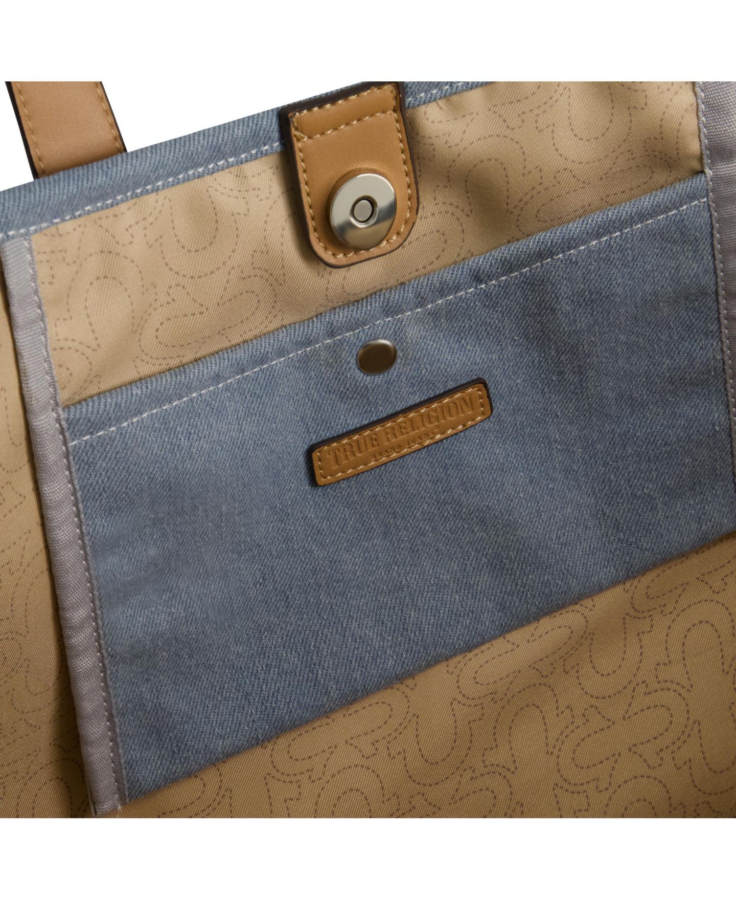 Женская сумка True Religion Stitched Horseshoe Large Tote, цвет: Светлый синий — фото 4