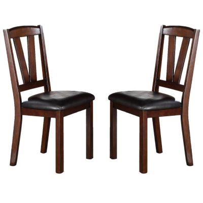 Streamdale Walnut Wood Framed Back Dining Chairs w/ Cushions (Set of 2)
