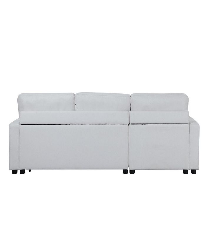 Simplie Fun Hiltons Sleeper Sectional Sofa with Storage, White Fabric Macy's