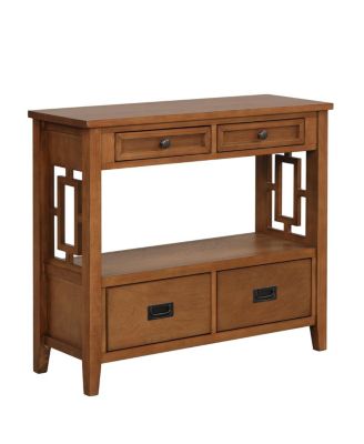 Farmhouse Wood Console Table with Drawers and Shelf