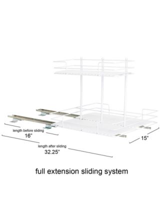 Glidez Paint-Finished Steel Pull-Out/Slide-Out Storage Organizer with Plastic Liners for Under Sink or Cabinet 2 -Tier Design