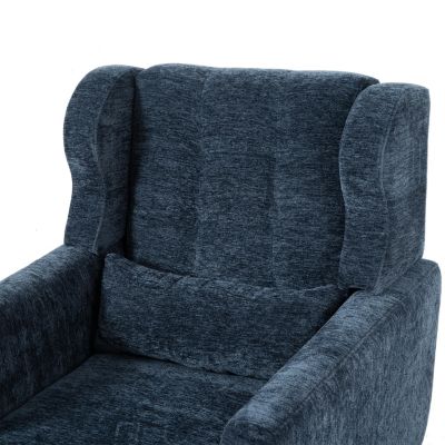 1 piece Chenille Foam-Filled Dark Blue Mid Century Accent Chair