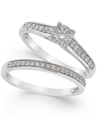 TruMiracle Diamond Engagement Ring and Wedding Band Set (5/5 ct ...