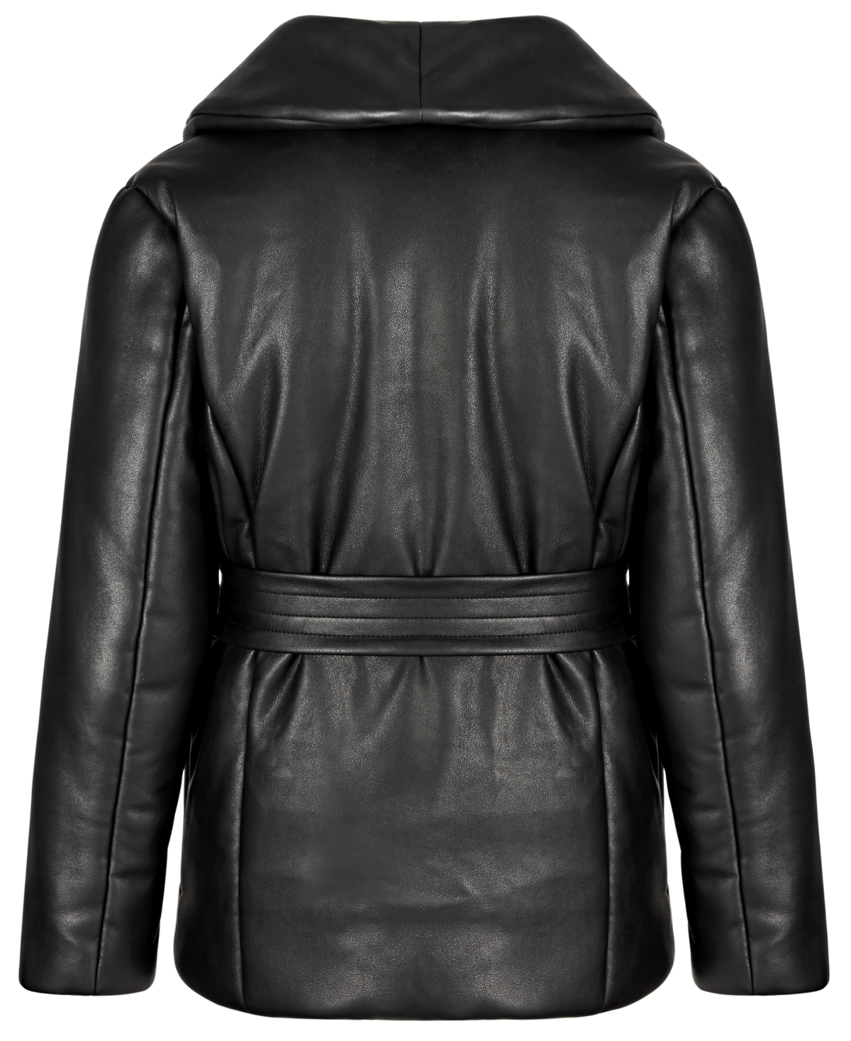 Jou Jou Little & Big Girls Belted Puff-collar Coat In Black