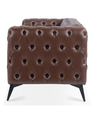 84.06" Width Traditional Square Arm Removable Cushion 3 Seater Sofa