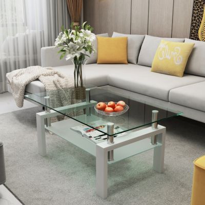 Streamdale Modern Clear Coffee Table for Living Room