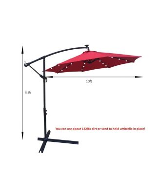 Simplie Fun 10 FT Outdoor Patio Umbrella Solar Powered LED Lighted 8 Ribs Umbrella With Crank