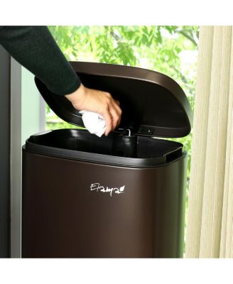 3 Piece 30 Liter and 5 Liter Stainless Steel Step Trash Bin Combo Set with Slow Close Mechanism in Matte Bronze