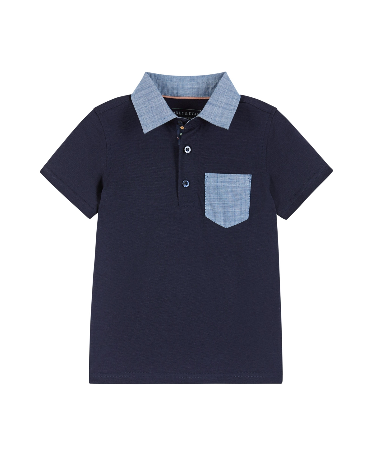 Andy & Evan Toddler Boys Toddler/Childand Chambray Polo and Shorts Set - Navy