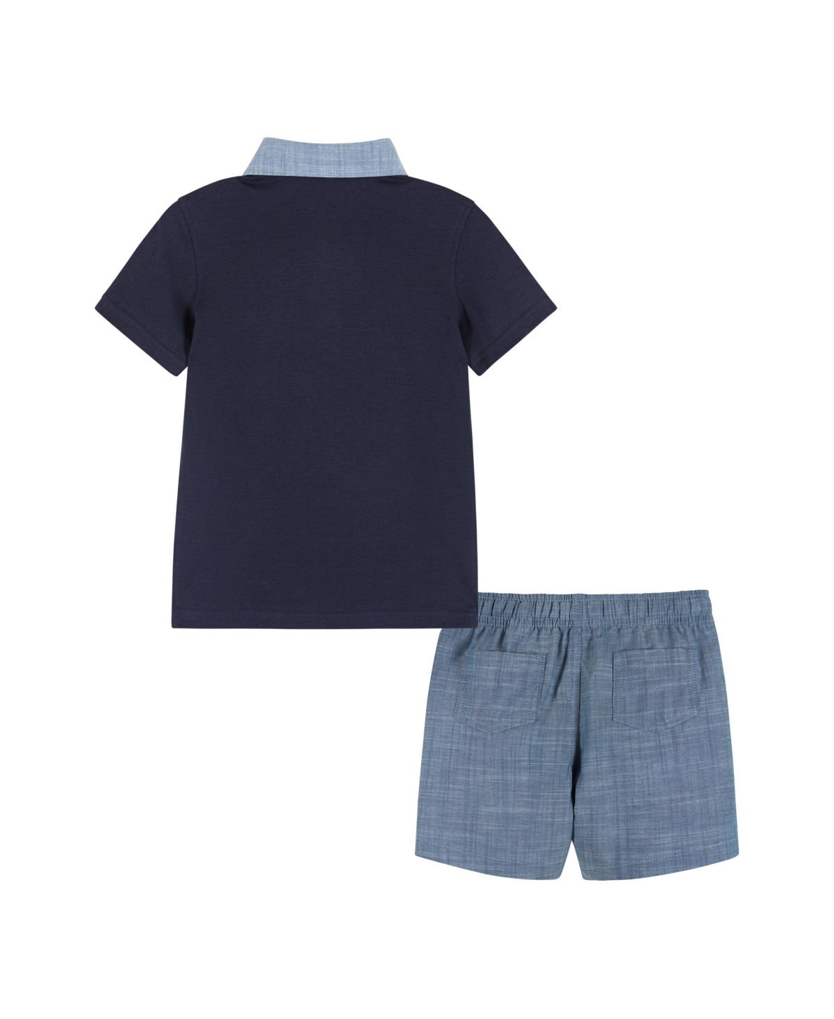 Andy & Evan Toddler Boys Toddler/Childand Chambray Polo and Shorts Set - Navy