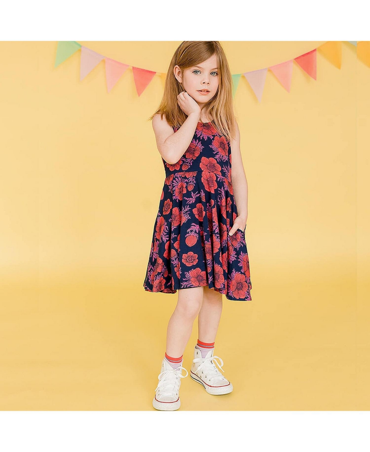 Mightly Girls Fair Trade Organic Cotton Print Sleeveless Twirl Dress