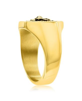 Stainless Steel Oxidized Lion Ring