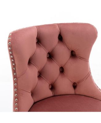 Modern Pink Velvet Swivel Barstools, Set of 2