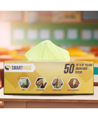 SmartRags XL Microfiber Cleaning Cloths Box of 50, 35 Grams, 16x16, Reusable Multi-Purpose