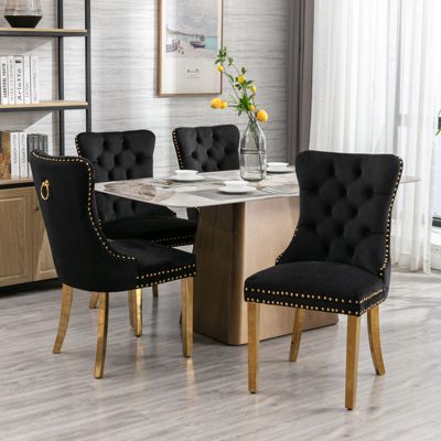 Contemporary Velvet Dining Chairs, Set of 2