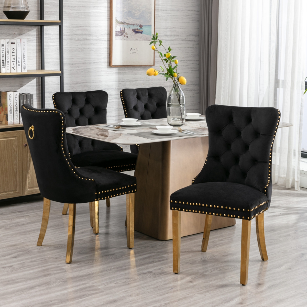 Simplie Fun Contemporary Velvet Dining Chairs, Set of 2