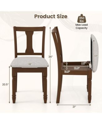 2 PCS Wood Chair Antique Upholstered Chair with Storage Space