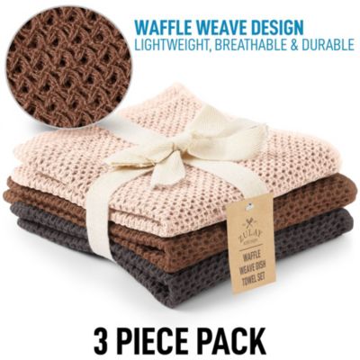 Reusable 100% Cotton Waffle Weave 3 Pc. Kitchen Towels