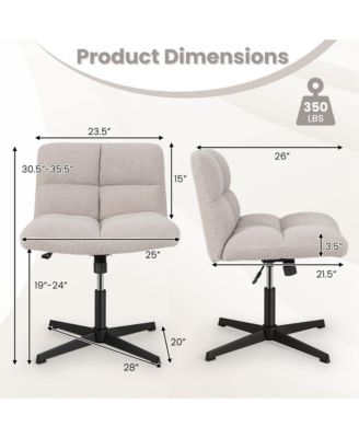 Cross Legged Office Chair Armless Office Desk Chair with Imitation Lamb Fleece