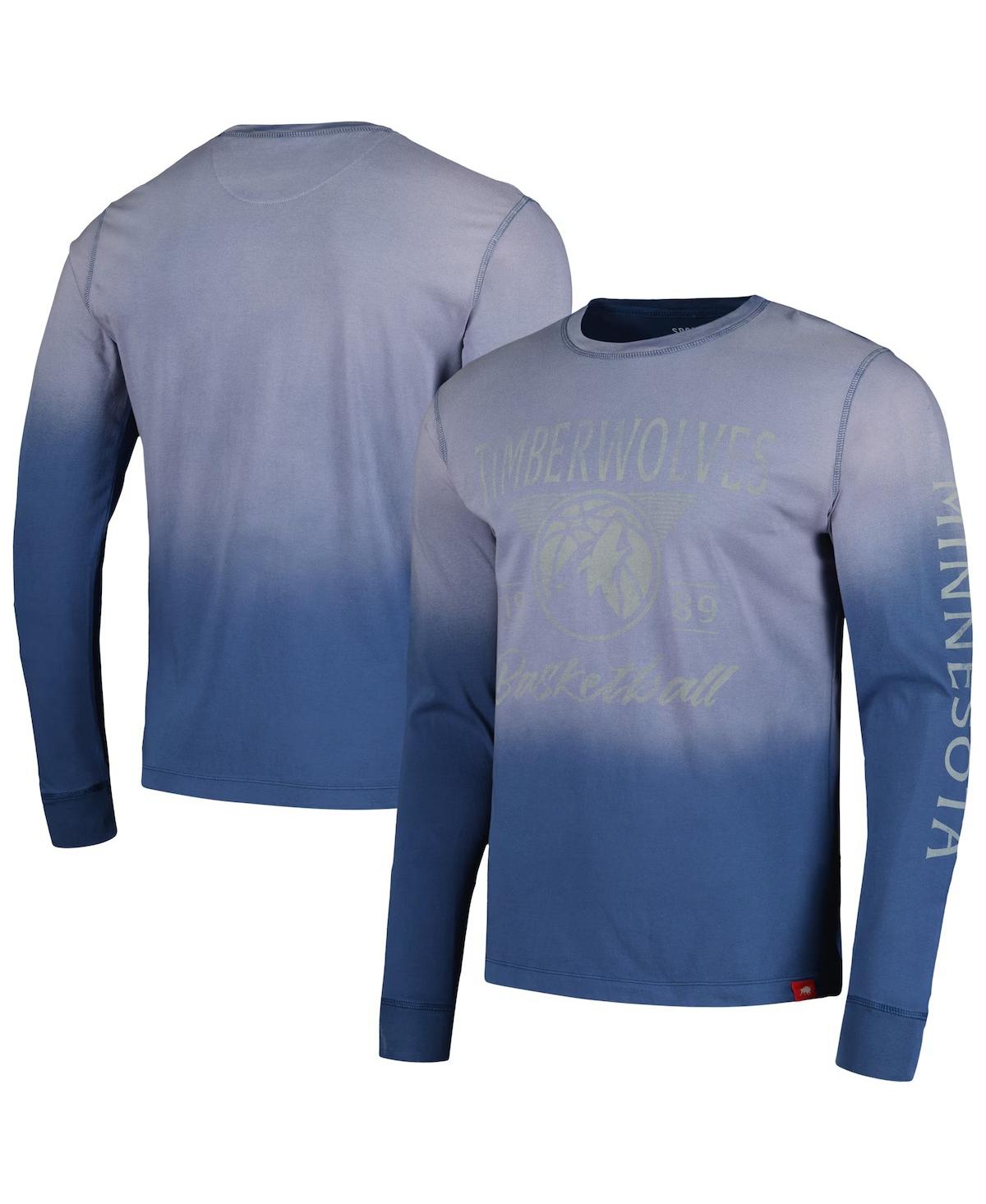 Sportiqe Men's And Women's Navy Minnesota Timberwolves Mohave Sun-dipped Long Sleeve T-shirt In Blue
