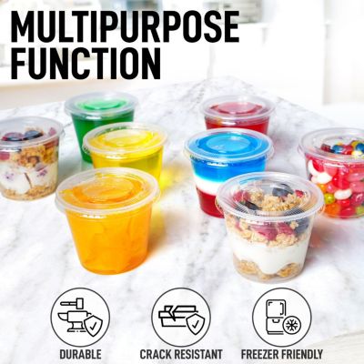 200 Pack Clear Jello Shot Cups with Lids - Disposable Condiment Cups