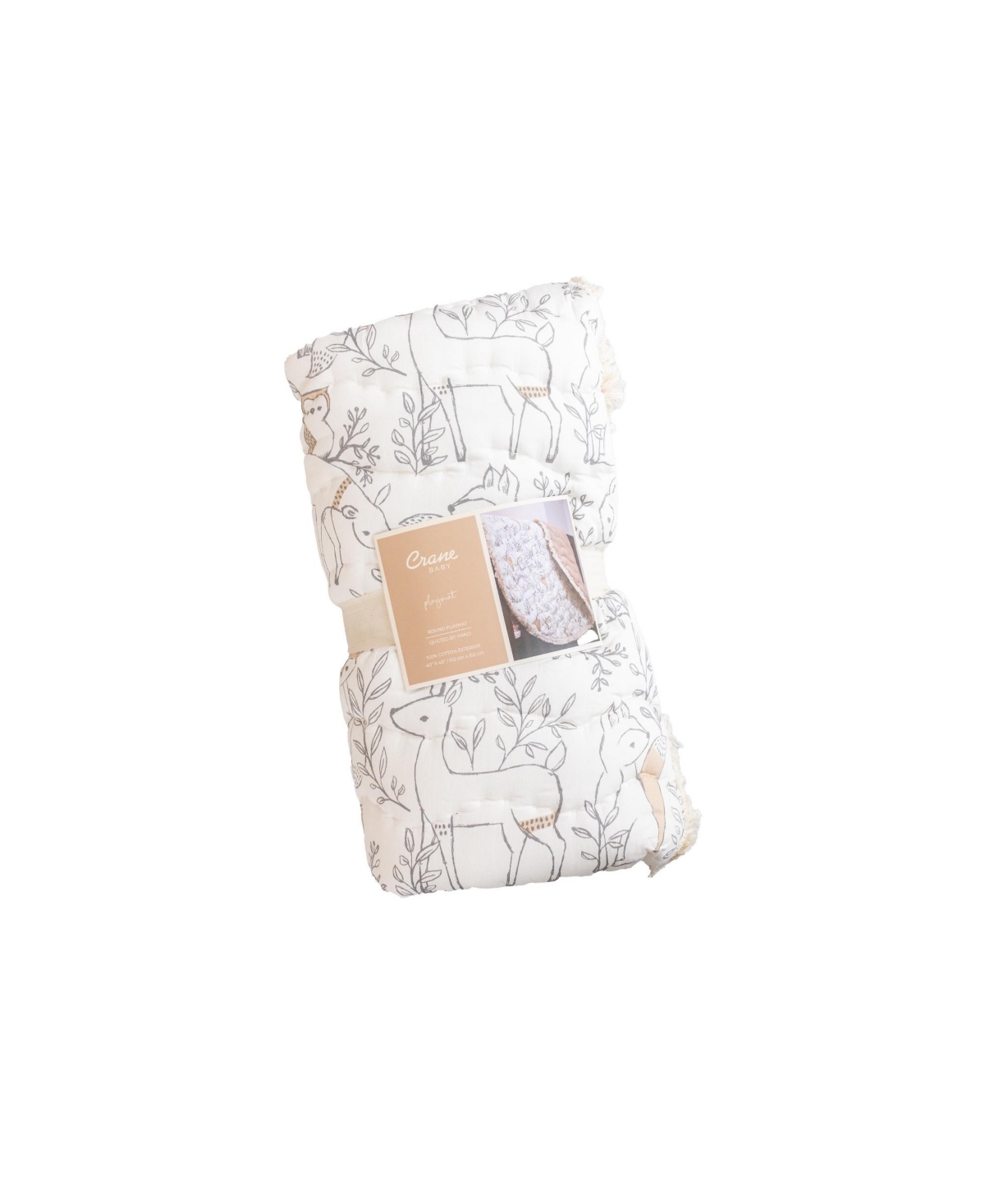 Shop Crane Baby Baby Boys Or Baby Girls Ezra Quilted Playmat Woodland In Copper,white