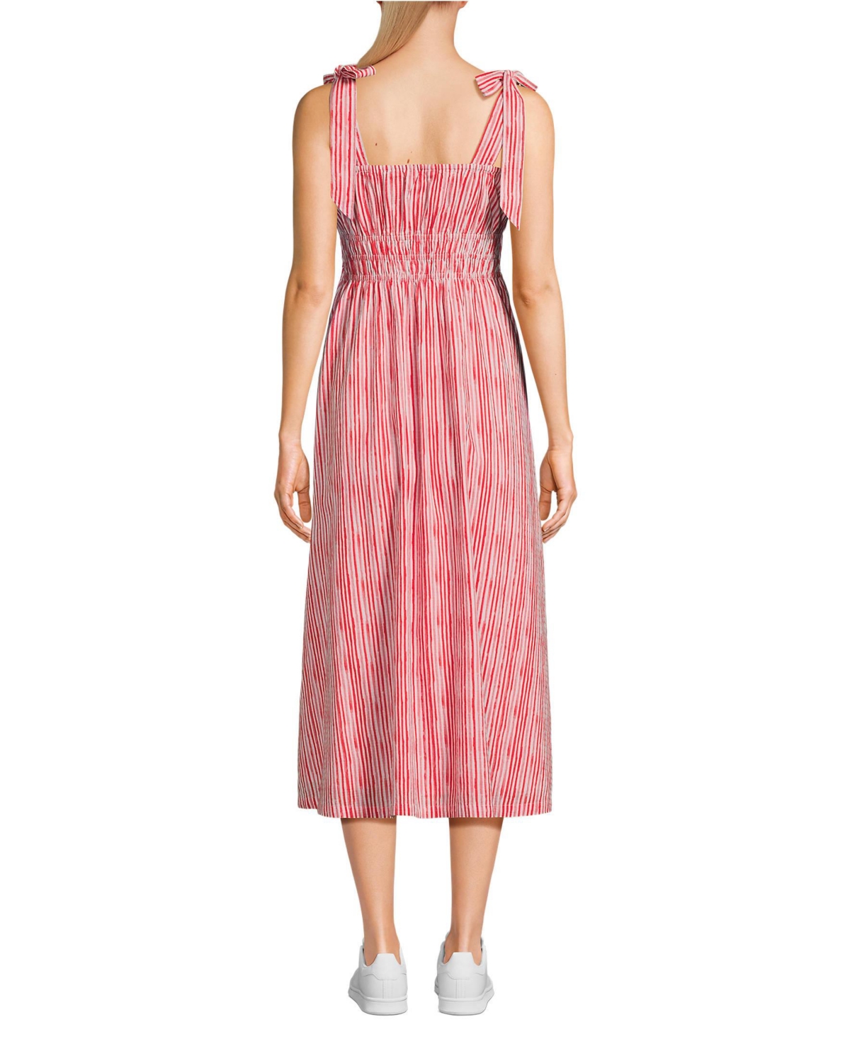 Lands' End Women's Textured Tie Shoulder Midi Dress