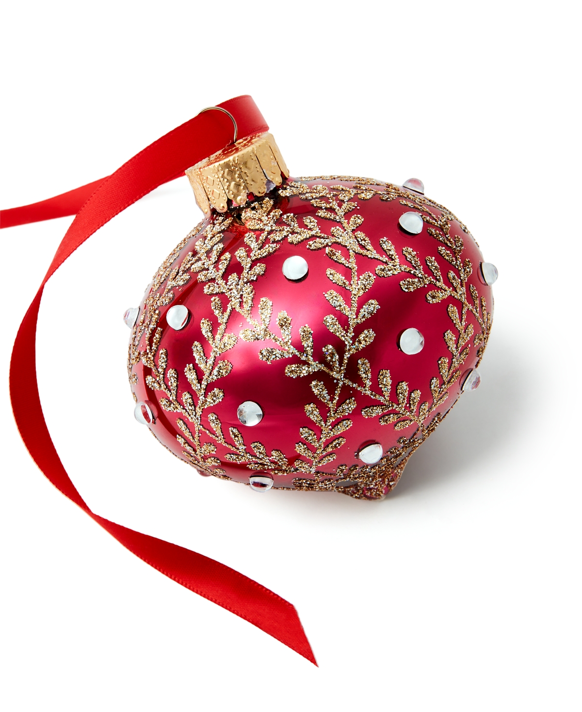 Holiday Lane Burgundy & Blush Glass Red Onion with Diamond Design, Exclusively at Macy's