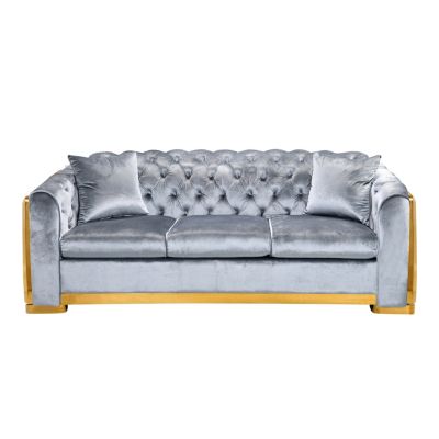  Velvet Luxury Chesterfield Sofa Set, 84"