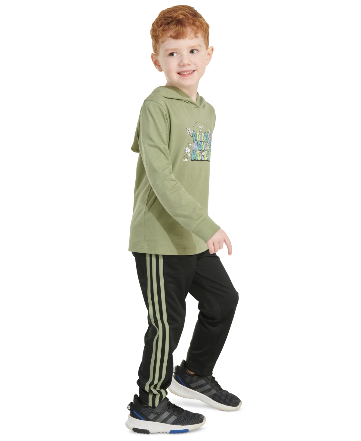 adidas Little & Toddler Boys Graphic Hooded T-Shirt & Pants, 2 Piece Set