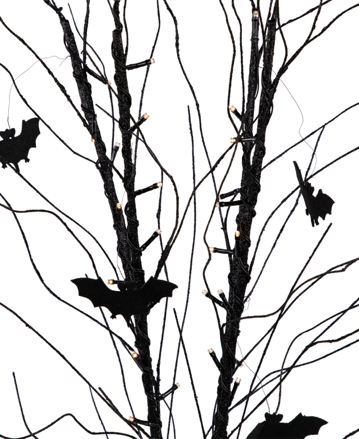 Northlight 50" Led Lighted Black Halloween Branch Tree With Bats Warm White Lights In Black