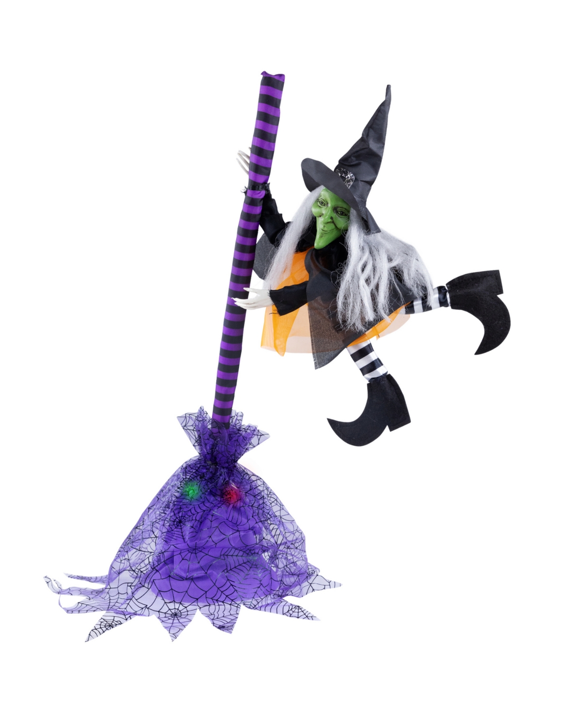 Northlight Animated Flying Witch With Broom Halloween Decoration In Black