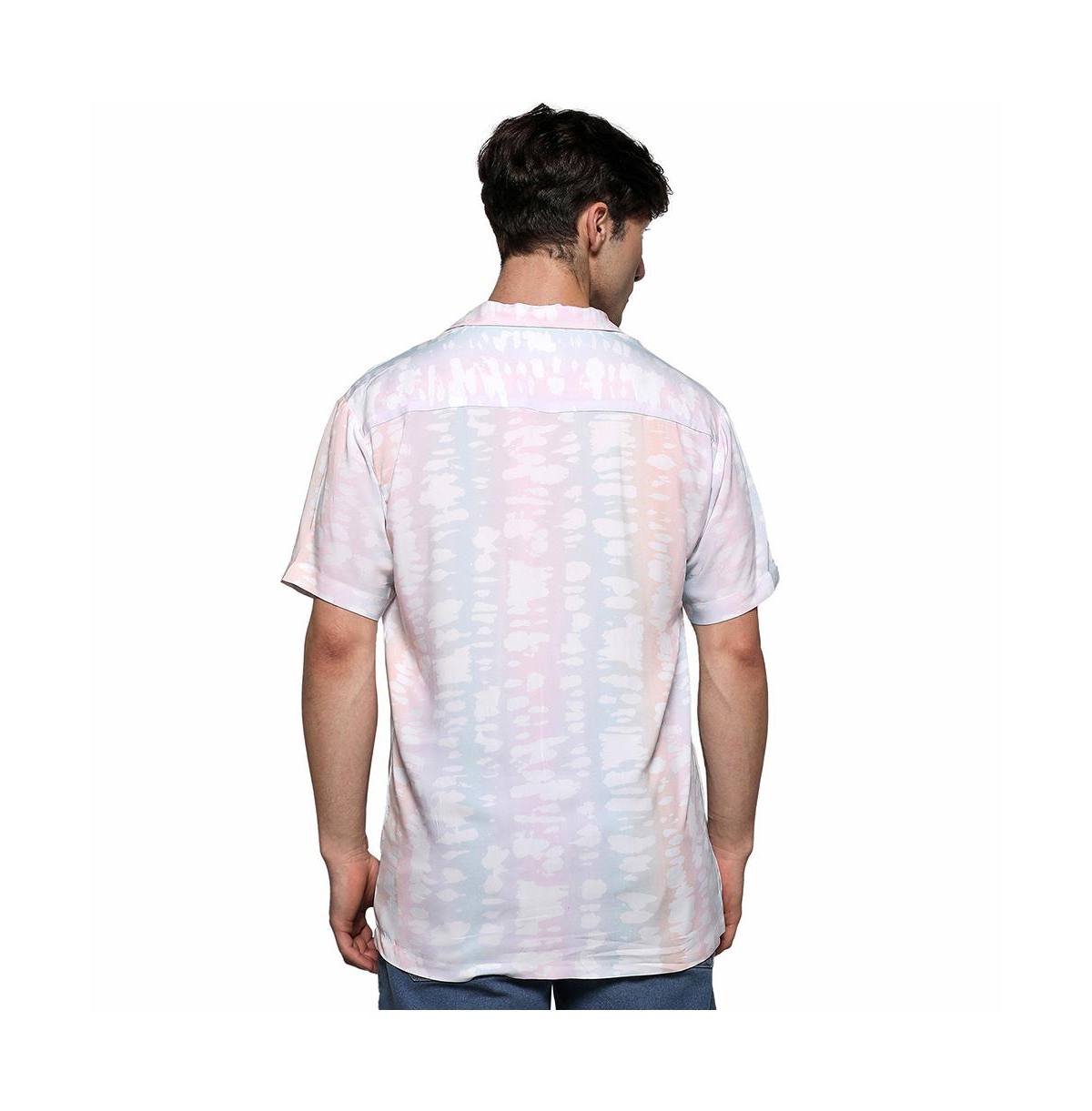 Campus Sutra Men's EcoLiva Baby Pink & Powder Blue Pastel Vertical Ombre Shirt -pastel pink
