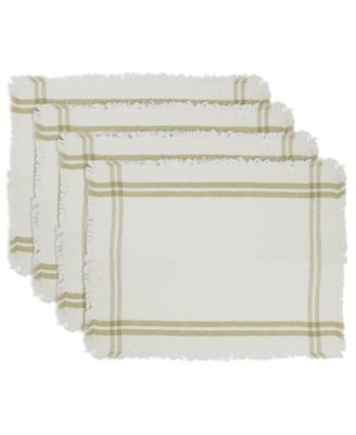 Trendy Fringed Stripe Placemat Set of 4,13"x19"