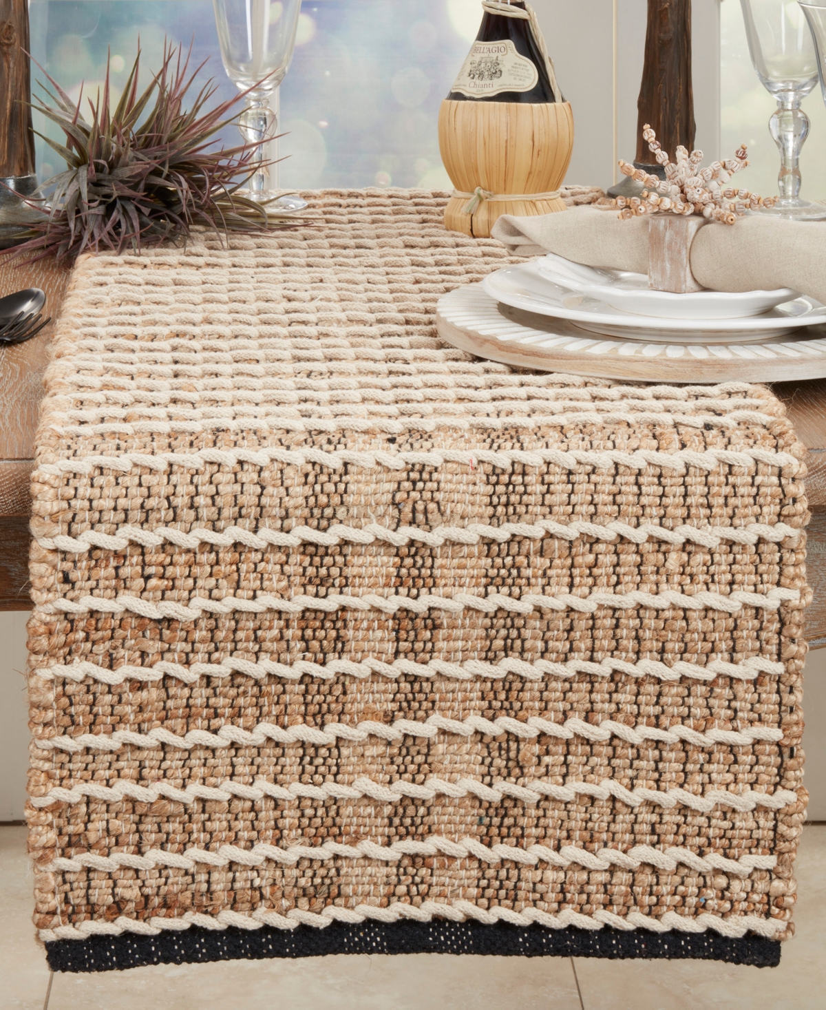 Saro Lifestyle Rope Knotwork Design Table Runner, 16"x72" In Natural