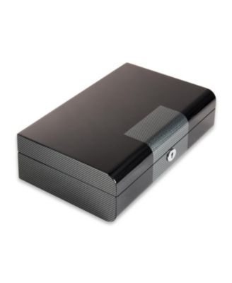 Carbon Fiber Design Ten Watch Storage Case with Lock Closure