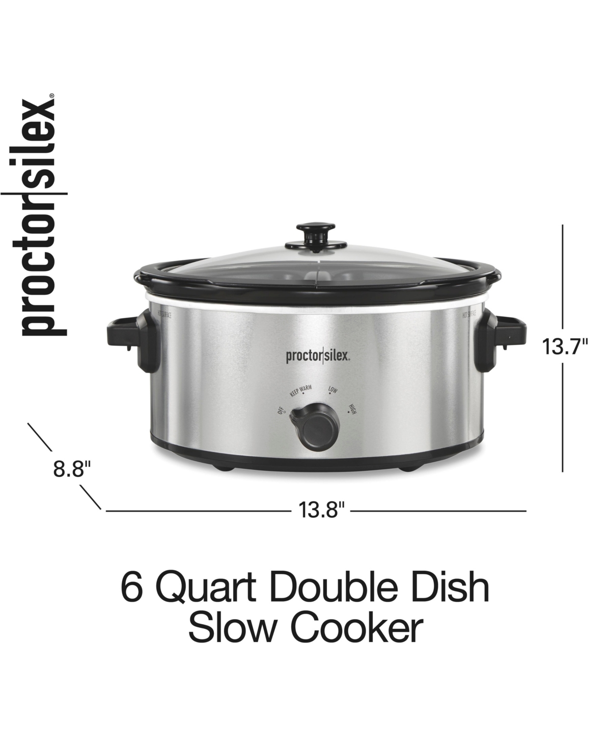Proctor Silex 6 Quart Double-dish Slow Cooker In Silver