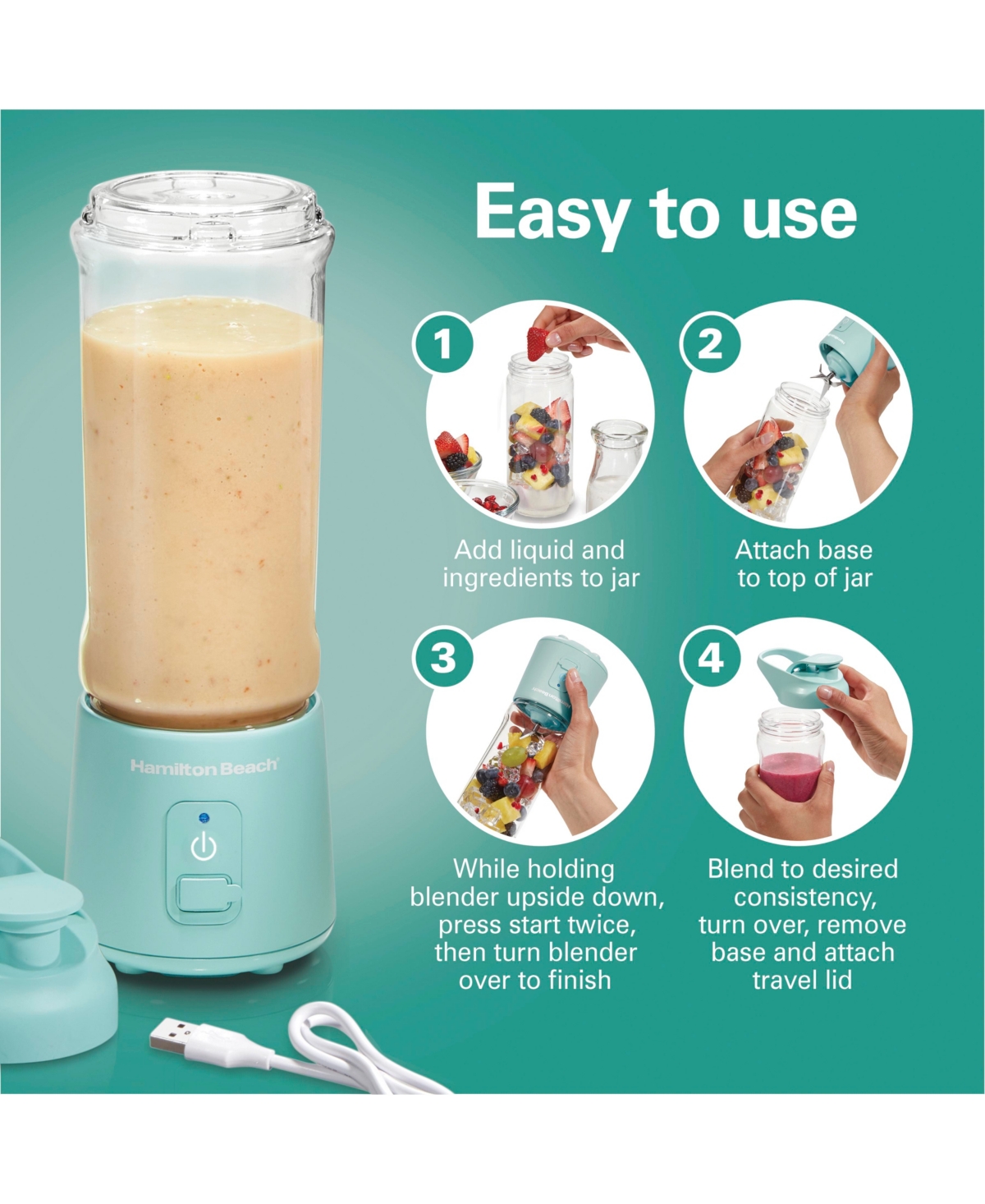 Hamilton Beach Blend Now Portable Cordless Blender In Green