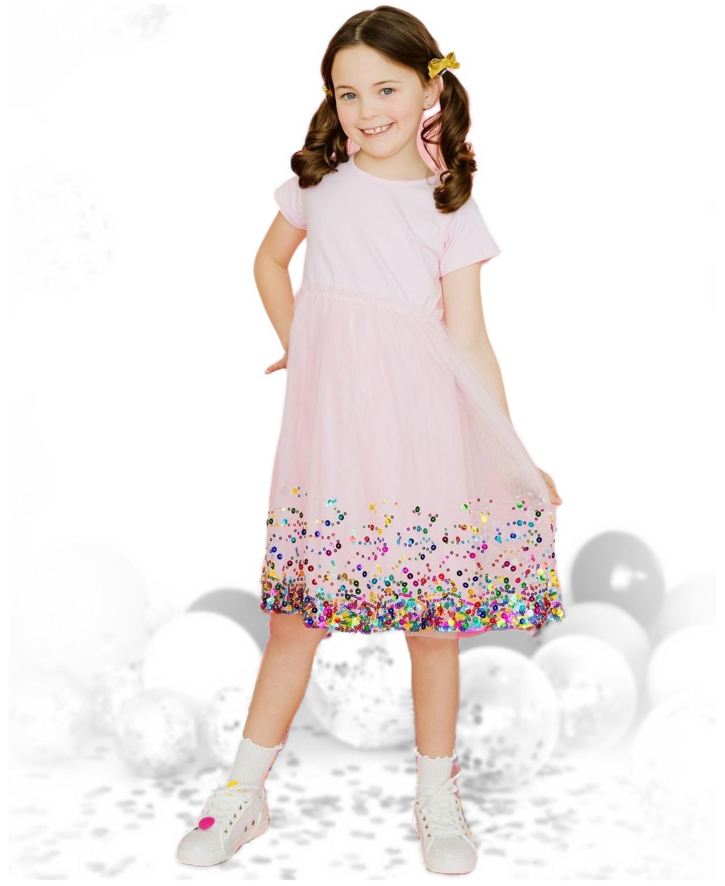 Платье Sweet Wink Pink Confetti Short Sleeve Tutu Dress для девочек-малышей, цвет: Розовый — фото 3