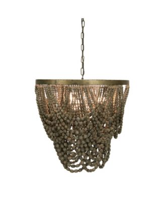 2-Tier Draped Wood Bead Chandelier
