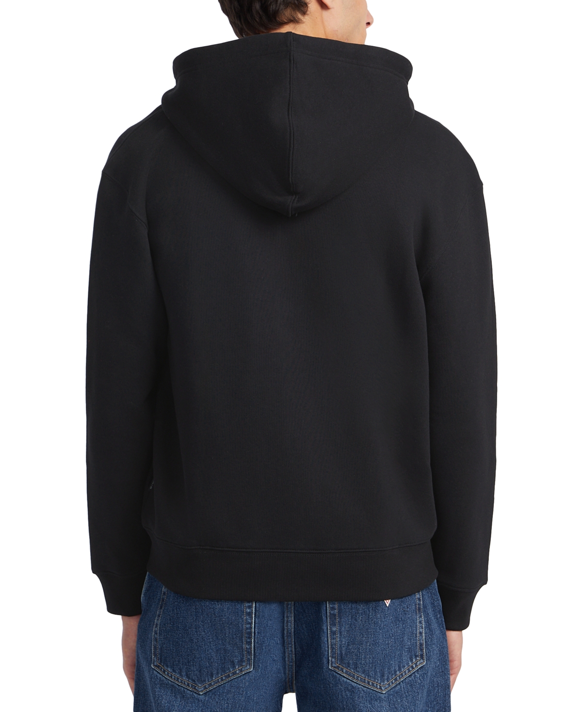Guess Jeans Men's Regular-Fit Tufted-Chenille Logo Applique Full-Zip Hoodie - Jet Black A996