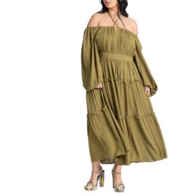 Plus Size Tiered Ruffle Maxi Dress