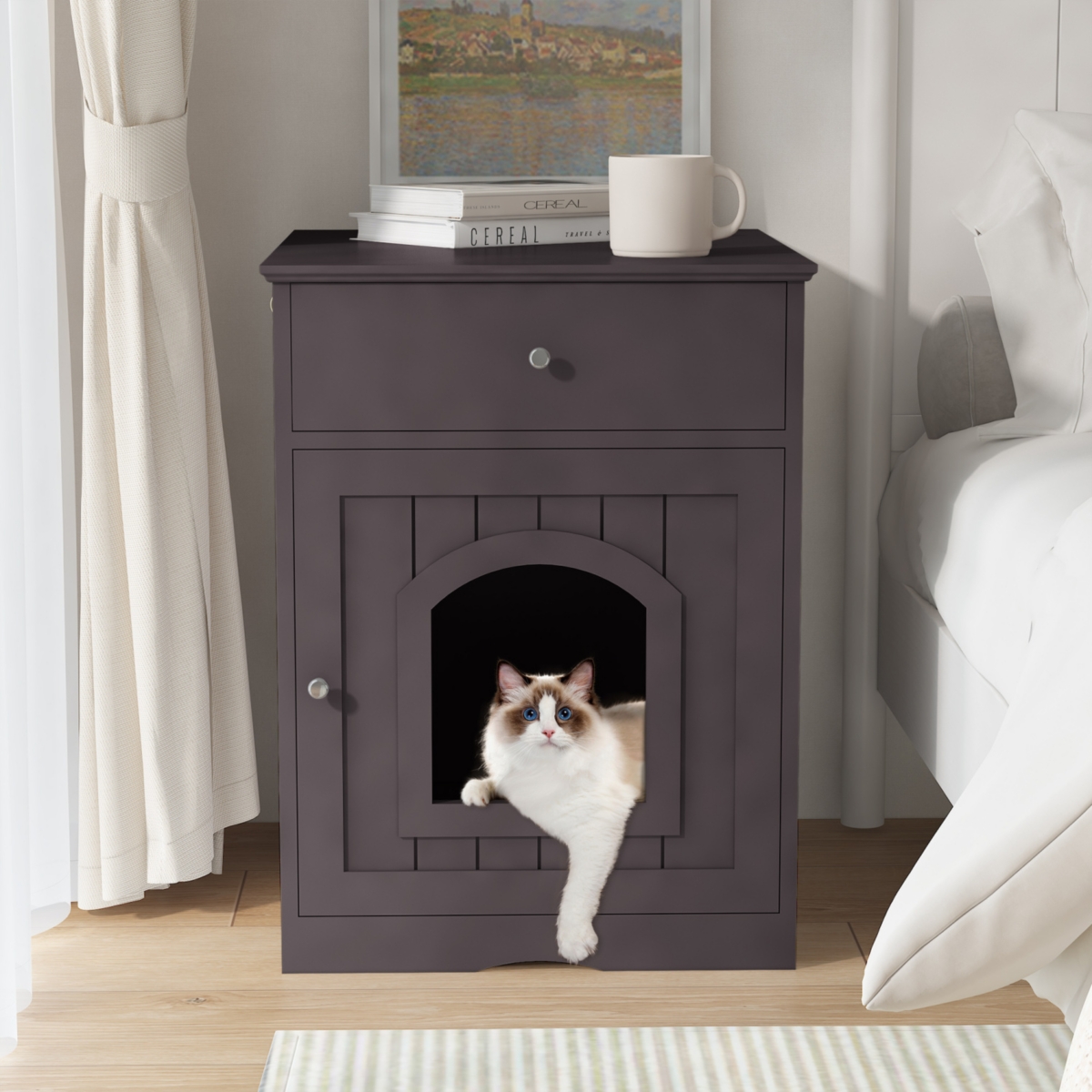 Streamdale Wooden Pet House with Drawer and Side Table