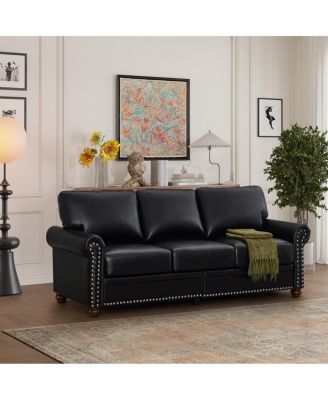 Classic Living Room Nails Sofa Faux Leather