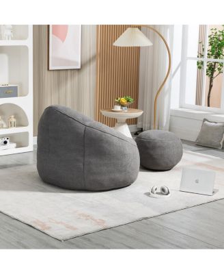 Compressed Foam Bean Bag Chair with Footrest