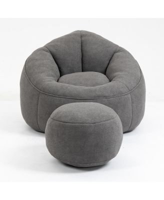 Compressed Foam Bean Bag Chair with Footrest
